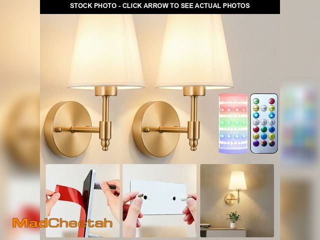 Lot 74-14211759 - Nekhung Battery Operated Wall Sconces Set of Two, Wireless Battery Wall Light with 10000mAh RGB Dimm...