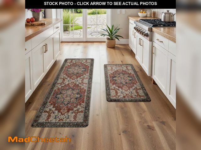 Lot 74-13817653 - KUETH Kitchen Mats for Floor, Kitchen Rug with Anti Fatigue, Non Slip Washable Kitchen Rug, Set of 2...