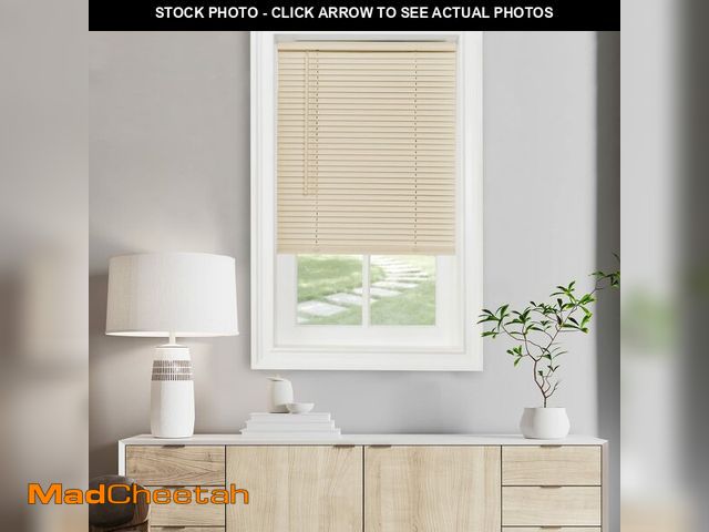 Lot 74-14207568 - Cordless Light Filtering Mini Blind - 23 Inch Width, 48 Inch Length, 1" Slat Size - Alabaster - Cord...