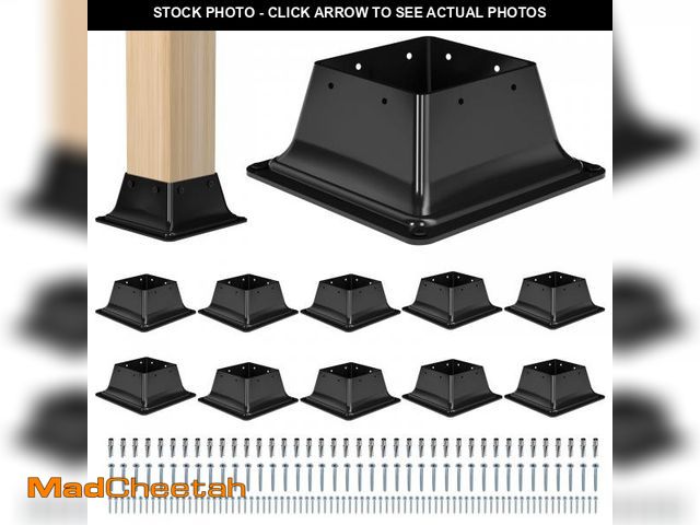 Lot 74-12302666 - 4x4 Post Base 10Pcs-Inner Size 3.6x3.6-Heavy Duty Metal Post Brackets-Deck Post Anchors-Solid Steel-...
