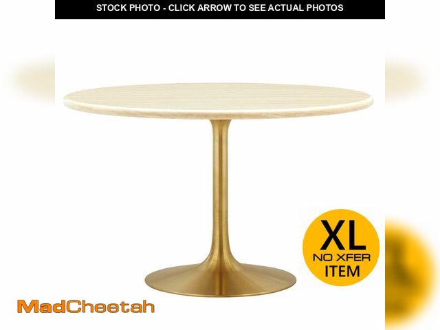 Lot 74-12662783 - (MISSING TABLE TOP)  Modway Lippa 48" Round Artificial Dining Table with Tapered, Metal Base, Gold T...