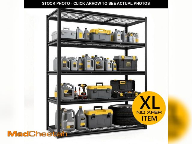 Lot 74-13784773 - Huluwat 5-Tiers Heavy Duty Metal Adjustable Garage Storage Shelving Unit in Black (60 in. W x 78 in....