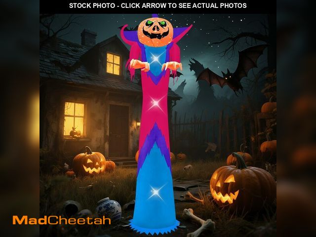 Lot 74-12710949 - DAHAKII 12ft Tall Giant Halloween Pumpkin Ghost Outdoor Inflatable Decoration with LED Lights Yard B...
