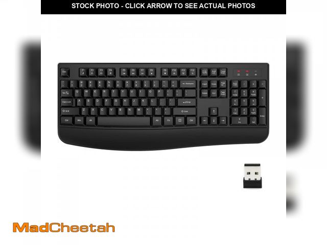 Lot 74-12382933 - EDJO Wireless Keyboard, 2.4G Ergonomic Full Size Wireless Computer Keyboard with Wrist Rest for Wind...