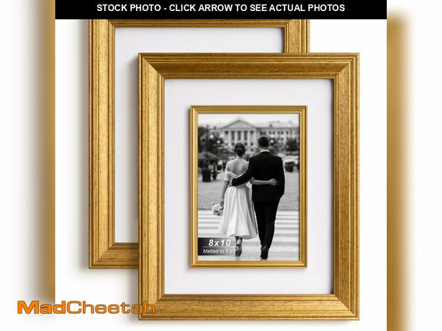 Lot 74-12719107 - Yaetm 8x10 Gold Picture Frame with Decorative Inner Frame &amp; Tempered Glass, Display 5x7 Photos w...