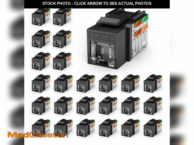 Lot 74-13549863 - VCELINK RJ45 Cat 6 Keystone Jacks 25-Pack, Dust-Proof Keystone Jacks, 90-Degree Punch Down Ethernet ...