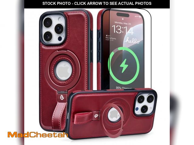Lot 74-12304542 - BUTAIGA Magnetic Ring Grip Holder for iPhone 16 Pro Case Leather | iPhone 16 Pro Leather Case with S...