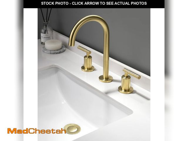 Lot 74-12710200 - Brushed Gold Bathroom Faucet, Indare Two Handles 360ÃÂ° Swivel Spout Widespread 4Inch 8Inch Brass B...