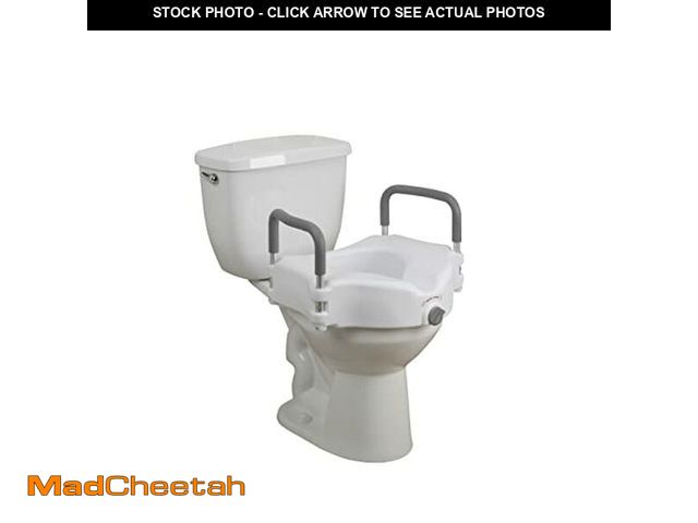 Lot 74-12287642 - Drive Medical RTL12027RA 2-in-1 Raised Toilet Seat with Removable Padded Arms, Standard Seat - UNUSE...