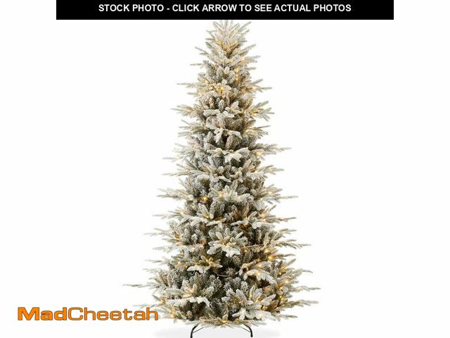 Lot 74-13054384 - Best Choice Products 4.5ft Pre-Lit Flocked Artificial Aspen Noble Fir Christmas Tree w/750 Branch Ti...