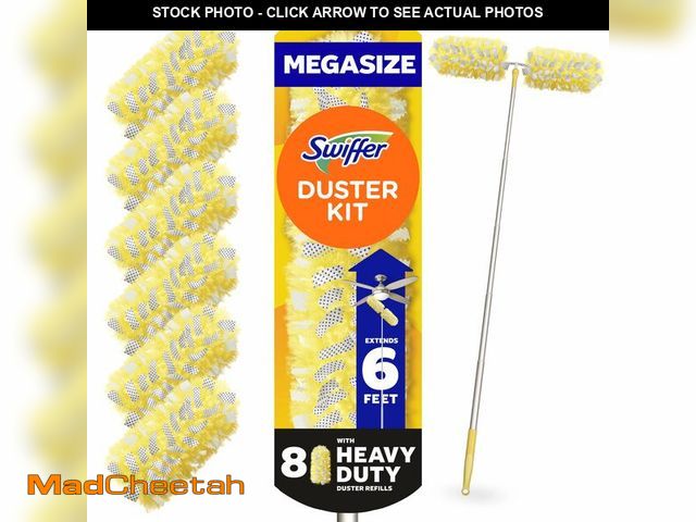 Lot 74-13801103 - Swiffer Duster Kit with 6 ft Super Extendable Handle, Heavy Duty Starter Kit with 8 Refills - USED