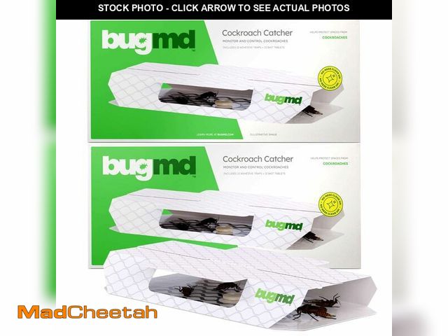 Lot 74-12710229 - BugMD Cockroach Catcher (2 Pack, 24 Traps) - Indoor Cockroach Killer &amp; Roach Trap, Sticky Trap f...