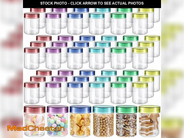 Lot 74-12881779 - Sliner 60 Pcs 8 oz Plastic Jars with Lids Clear Round Leakproof Storage Containers Empty Refillable ...