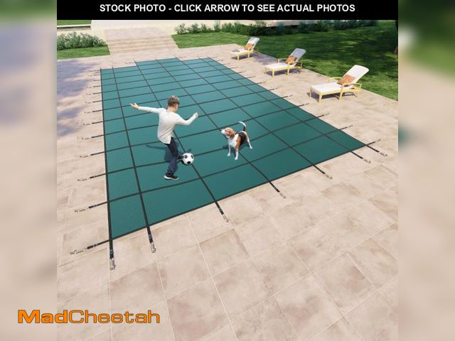 Lot 74-12389169 - Yankee Pool Safety Inground Pool Cover -20x40 Ft Safety Pool Cover w/Anchors, Steps, Full Set Instal...