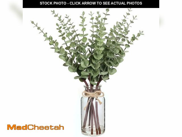 Lot 74-14303580 - VIERENA 17.5" Artificial Eucalyptus Stems in Glass Vase with Faux Water,Fake Plant Eucalyptus Leaves...