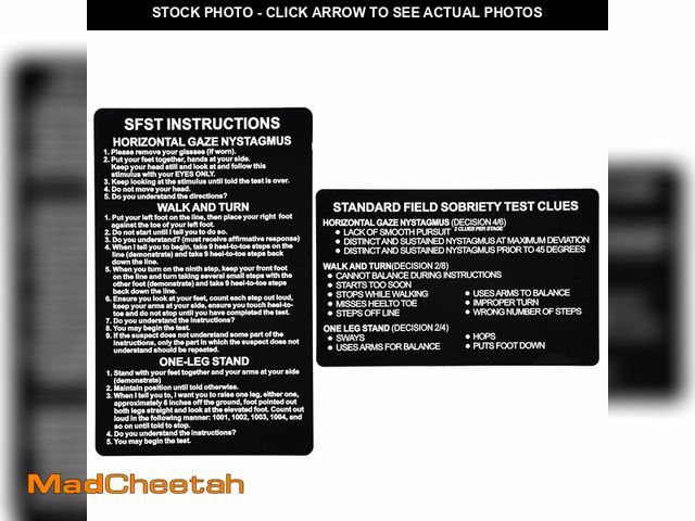Lot 74-12973917 - JunehenTB 5PCS SFST Card Standardized Field Sobriety Test, Black Metal SFST with Clues Instruction C...