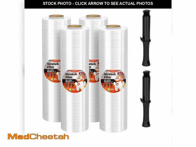 Lot 74-13952629 - MUNBYN Shrink Wrap, Stretch Wrap with Handles, Stretch Film Roll Industrial Strength, Plastic Wrap f...