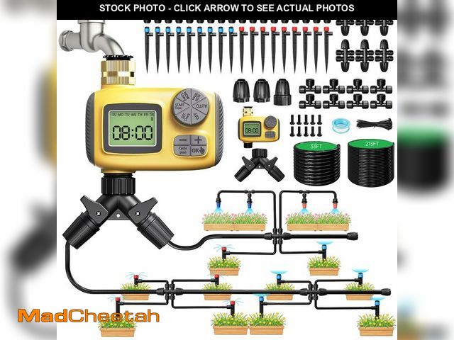Lot 74-14337417 - MQJIAZHI 246FT Drip Irrigation System with LCD Timer, Automatic Watering System Kits,1/2 Inch Hose 1...
