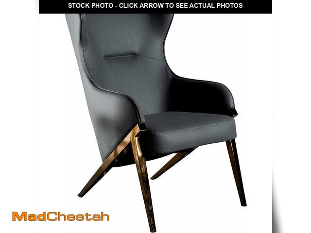 Lot 74-13072453 - Coaster Home Furnishings - Walker - Wood and Metal - Upholstered Wingback Accent Chair with Sloped A...