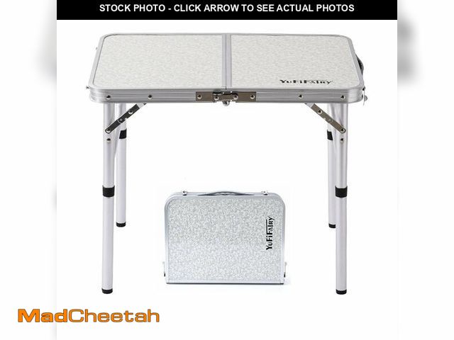 Lot 74-14267212 - Folding Camp Table Small, 24''L x16''W with Adjustable Height Legs, Indoor Outdoor Lightweight Porta...