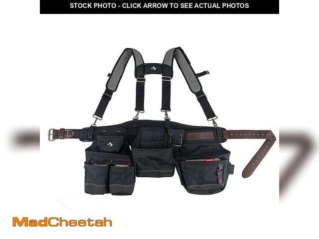 Lot 74-14361982 - Husky Framers 3-Bag Work Tool Belt with Suspenders - UNUSED