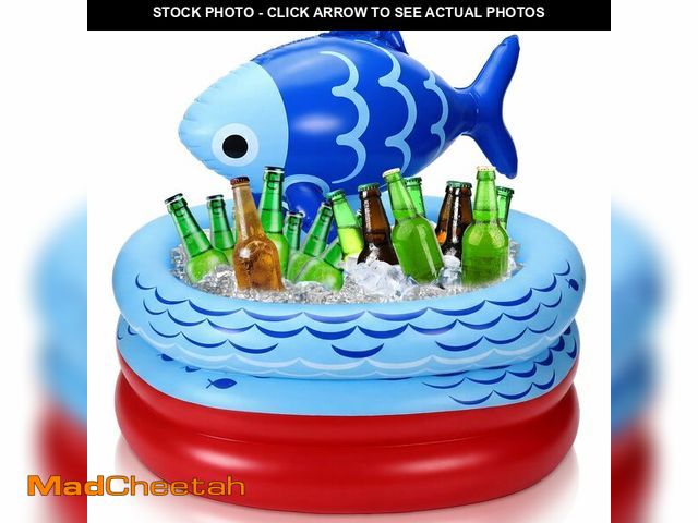Lot 74-14378496 - Bencailor Summer Fishing Party Decoration Blue Fishing Inflatable Cooler Blow up Drink Cooler Reusab...