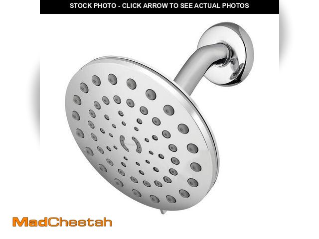 Lot 74-13069209 - Waterpik 8-Spray Patterns with 1.8 GPM 7 in. Wall Mount Rain Fixed Shower Head in Chrome - UNUSED