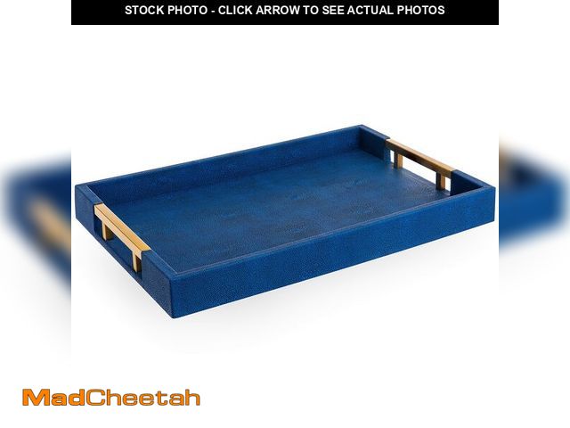 Lot 74-12975415 - Modern Elegant 18Ã¢â¬Âx12Ã¢â¬Â Rectangle Navy Blue Faux Leather Shagreen Decorative Tray Ottoman...