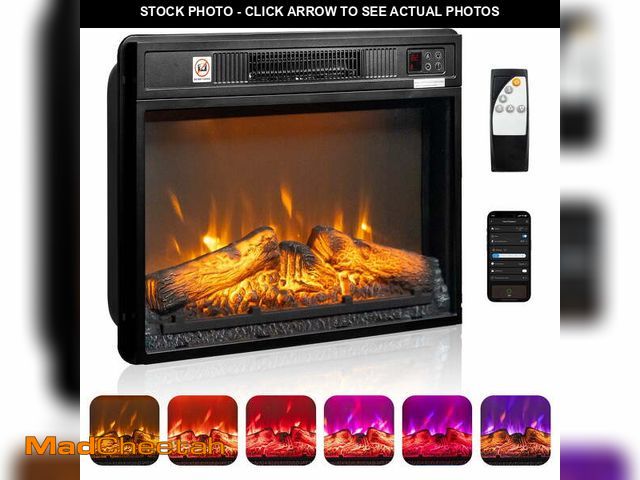 Lot 74-14435033 - Ktaxon 18" Electric Fireplace Inserts with APP &amp; Remote Control, 1400W Recessed Stove Heater wit...