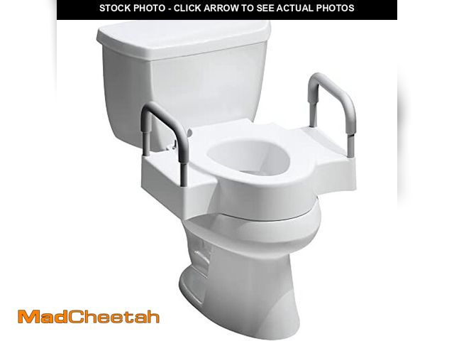Lot 74-12543881 - Bemis Rise 4.5" Raised Toilet Seat with Handles, Toilet Seat Riser for Seniors with Secure Hinges, F...
