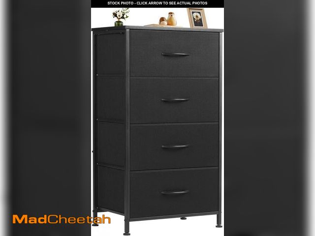 Lot 74-12400162 - Sweetcrispy Dresser for Bedroom with 4 Drawers, Storage Drawers, Skinny Fabric Storage Tower, Tower ...