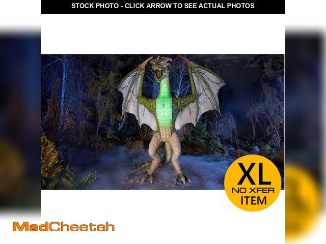 Lot 74-12801335 - (DAMAGED) (MISSING HARDWARE)8Ft Roaring Dragon Halloween Prop Life Size Animated Yard Decoration Bra...