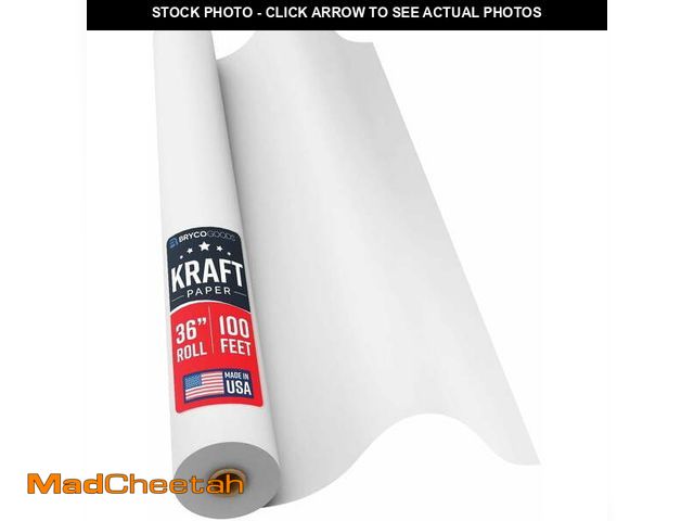 Lot 74-12802591 - Bryco Goods 36 Inch x 100 Feet - Large White Kraft Paper Roll - Made in USA - Ideal for Gift Wrappin...
