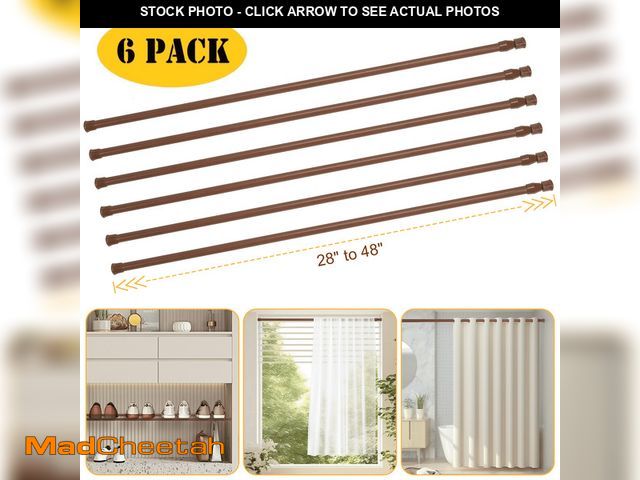 Lot 74-14287144 - BEAMNOVA 6Pcs Tension Curtain Rod for Windows Cabinet Wardrobe Closet 28"-48" Adjustable, 1/2" Diame...