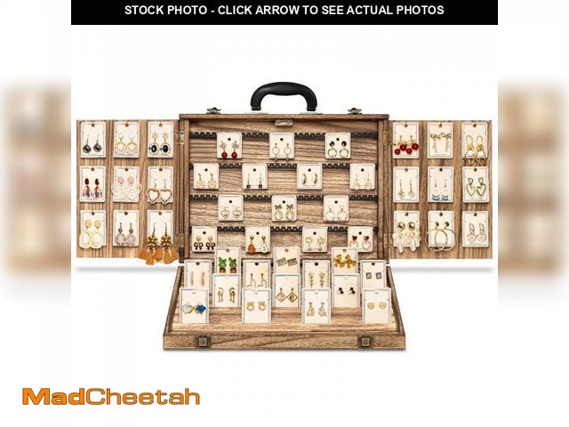 Lot 74-12222731 - Yoimori Earring Display for Selling, Portable Wood Jewelry Display Case, Large Capacity Jewelry Disp...