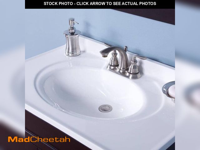 Lot 74-12463647 - Glacier Bay 31 in. W x 22 in. D Cultured Marble White Round Single Sink Vanity Top in White - UNUSED