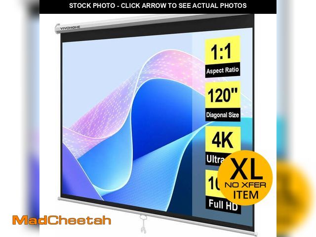 Lot 74-13836415 - VIVO 119" Projector Screen 84" X 84" 1:1 Mountable Projection HD Manual Pull Down Home Theater (PS-M...
