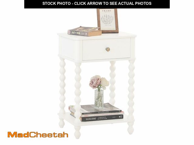 Lot 74-13958140 - AWASEN White Nightstand, Small Side Table with Drawer for Living Room, Farmhouse End Bedside Table w...