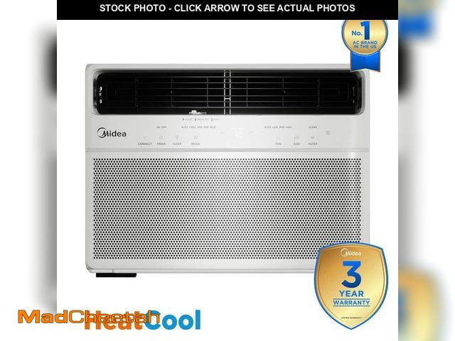 Lot 74-14182360 - Midea 8,000 BTU Smart Window AC Cools up to 350 sq. ft. with Heater, Remote, Sleep Mode, Dual Filter...