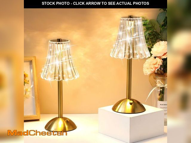 Lot 74-14061628 - Liliful 2 Pcs LED Portable Cordless Table Lamp Touch Battery Operated Rechargeable Gold Desk Lamp 3 ...