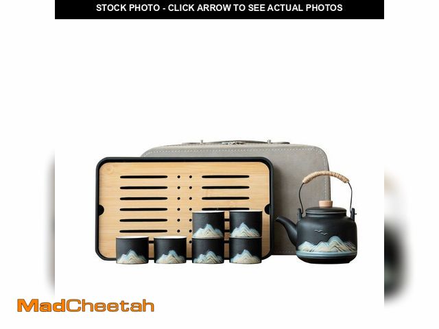 Lot 74-14052799 - Simeiton Chinese Tea Set Ã¢â¬â Black Porcelain Gongfu Teapot with 6 Cups &amp; Tea Tray, Travel T...