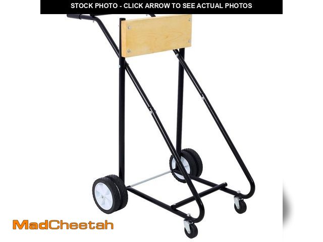 Lot 74-12584749 - *CHIPPED/MISSING HARDWARE* Huluwat Natural Outboard Boat Motor Stand, Engine Carrier Serving Cart wi...