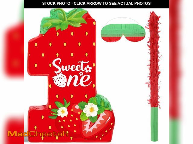 Lot 74-14045042 - Aoriher Strawberry 1st Birthday PiÃÂ±ata Strawberry PiÃÂ±ata Summer Berry PiÃÂ±ata with Stick Bli...