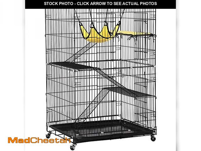 Lot 74-12399462 - Yaheetech 49'' Collapsible Cat Cage 4-Tier Metal Cat Kennel Ferret Enclosure Chinchilla Cage with Ro...