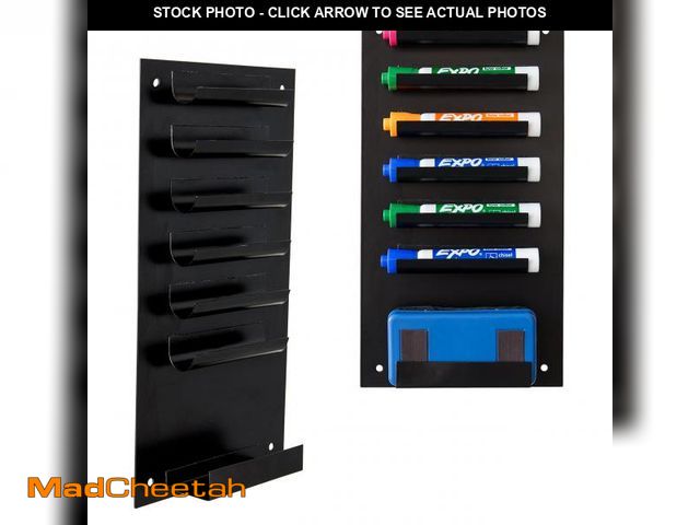 Lot 74-12310610 - MyGit Whiteboard Marker Holder 2-Pack Wall Mounted Dry Erase Marker Holder Black 7 Slot Organizer fo...