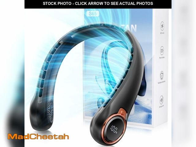 Lot 74-12767109 - ZHZW Portable Neck Fan with 6000mAh USB - Rechargeable Battery, Ultra-Light Bladeless Neck Fan LED D...