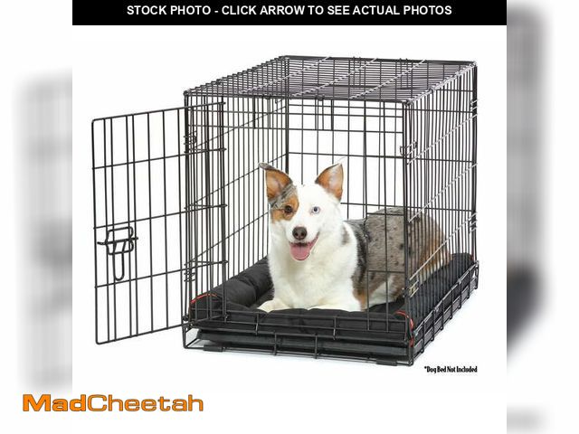 Lot 74-12858533 - Vibrant Life Wire Dog Crate, Single-Door, Divider and Leak-Proof Tray, Metal, Foldable, Durable, Bla...