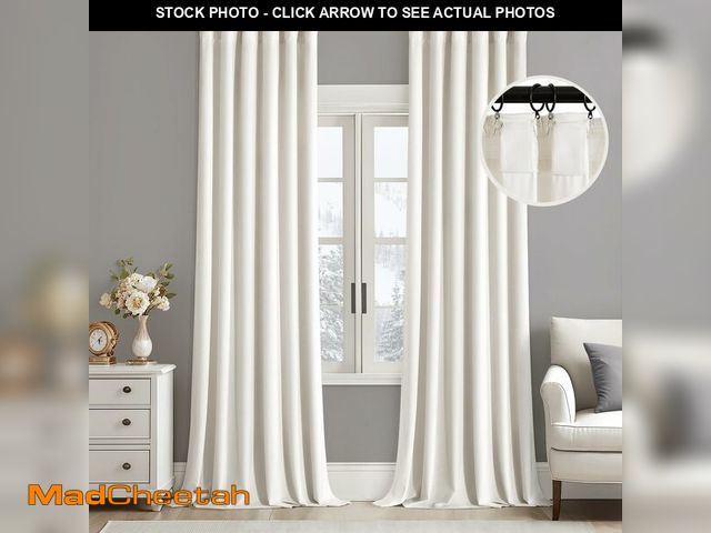 Lot 74-13572219 - MIULEE Velvet Curtains 96 Inches Long 2 Panels Set for Living Room Bedroom Cream Pinch Pleat Back Ta...