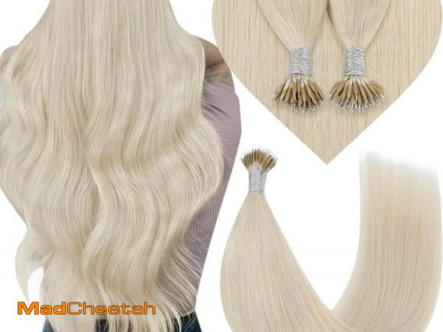 Lot 74-10666301 - YoungSee Nano Hair Extensions Human Hair Platinum Blonde Nano Tip Hair Extensions Human Hair Blonde ...