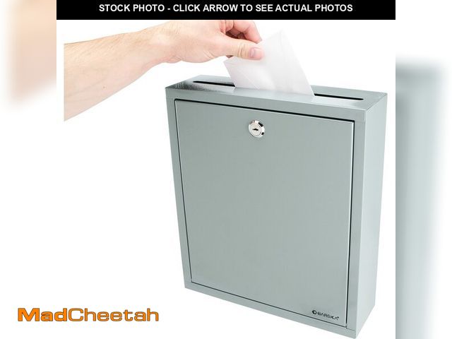 Lot 74-12600705 - Barska Wall Mount Multi-Purpose Locking Mail Suggestion Drop Box with Key Lock for Home Office Class...